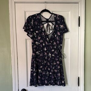 Rita Knit Open Back Dress (Floral Navy Wrap Dress)